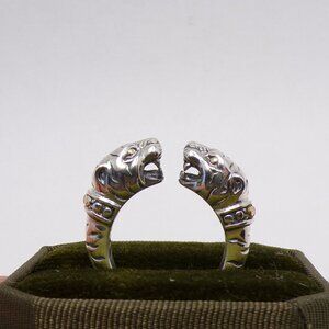 925 Sterling Silver Tiger Heads Ring Size 7